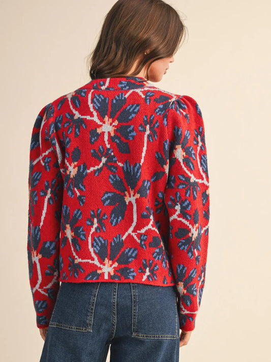 Floral Mock Neck Sweater