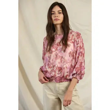 Chic Boho Women's Smocked Chiffon Blouse