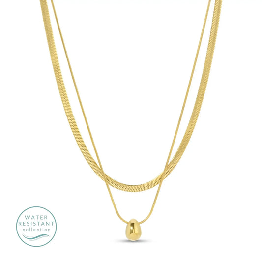 Layered Up Simple Pendant Necklace, Water Resistant