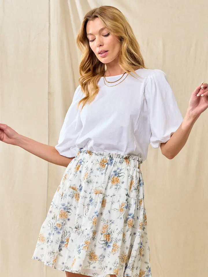 Chiffon Floral Tiered Skirt
