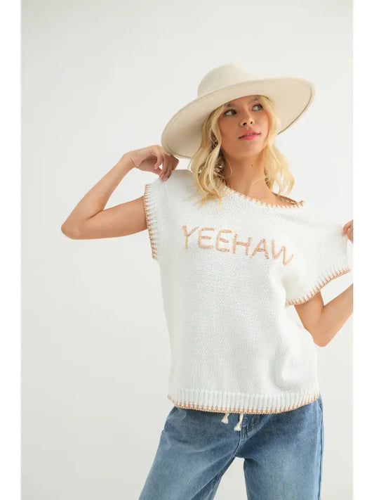 YeeHaw Hand Lettered Contrast Sweater