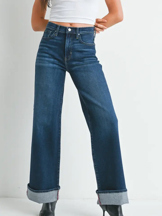 BP476J - Dk - Cuffed Palazzo