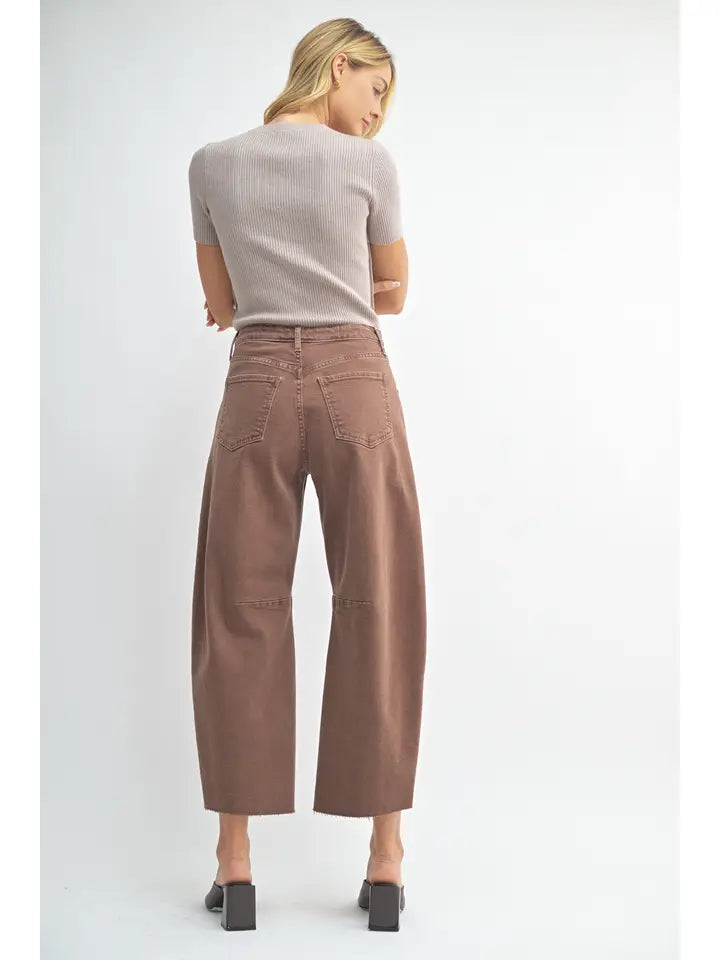 Espresso - Barrel Jean w/ Seams