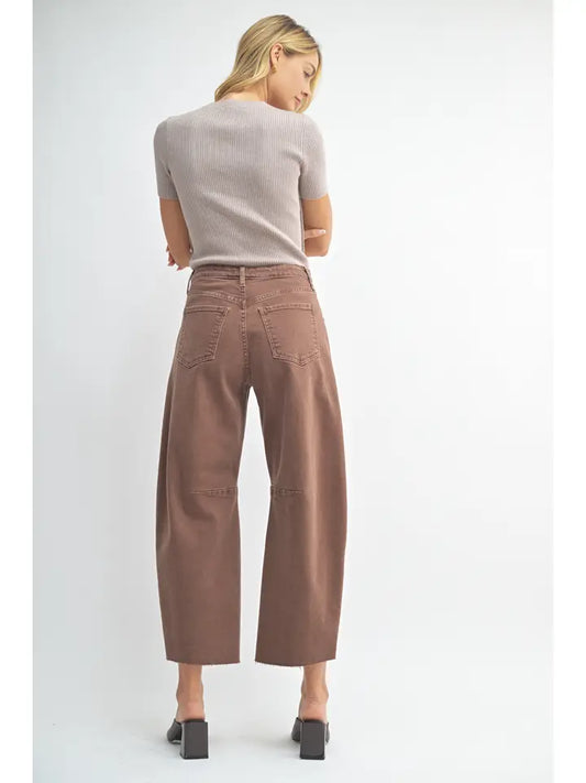 Espresso - Barrel Jean w/ Seams