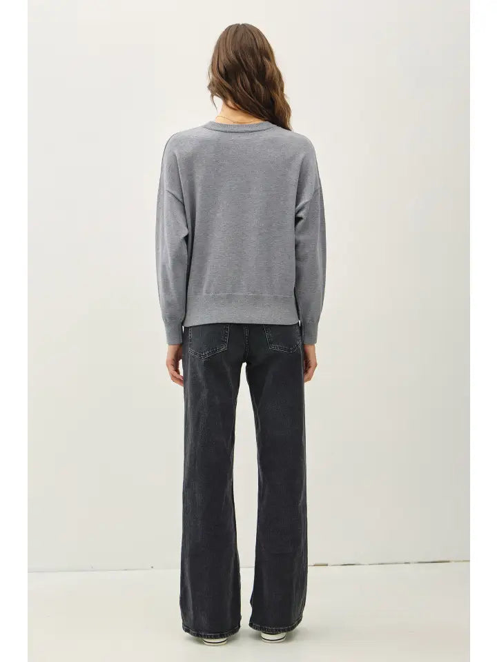 Solid Round Neck Relaxed Sweater