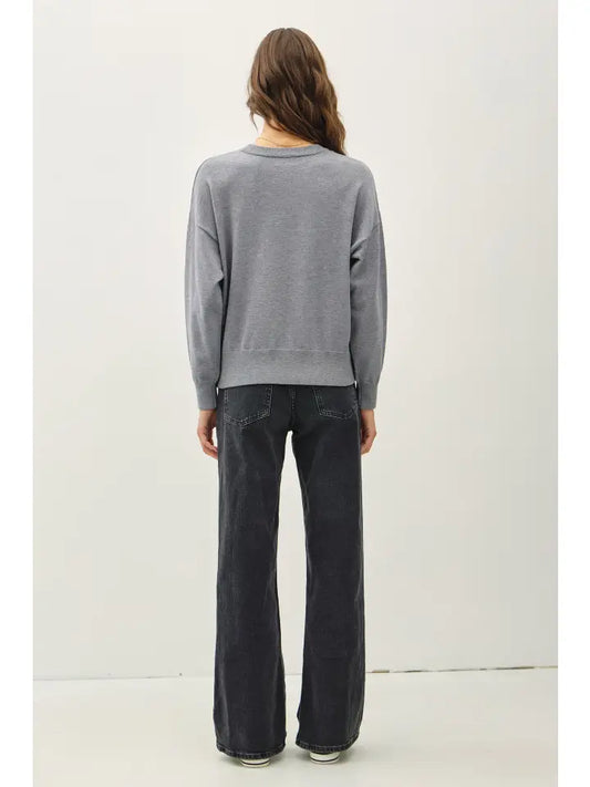 Solid Round Neck Relaxed Sweater