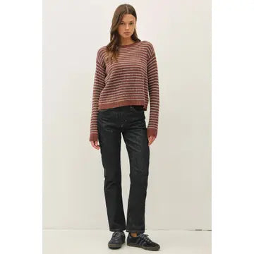 Striped Waffle Knit Sweater