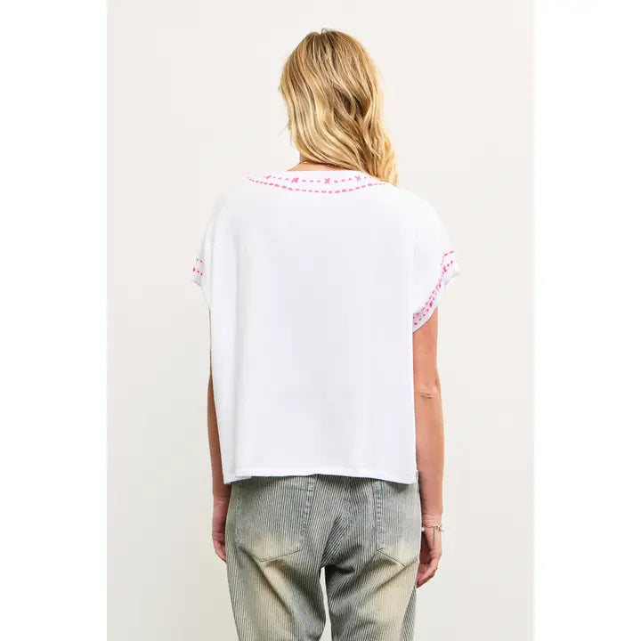 V-Neck Top With Stitching Detail