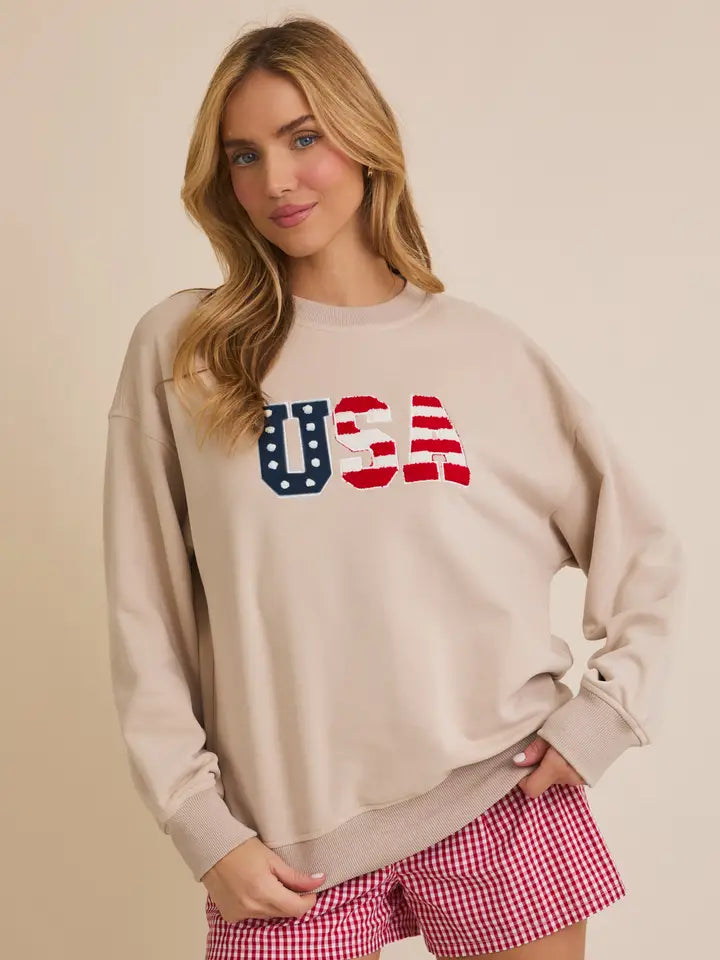 Crew Neck "USA" Novelty Sweatshirt