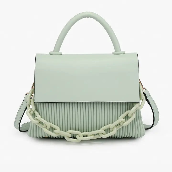 Anne Pleated Crossbody w/ Chain Accent