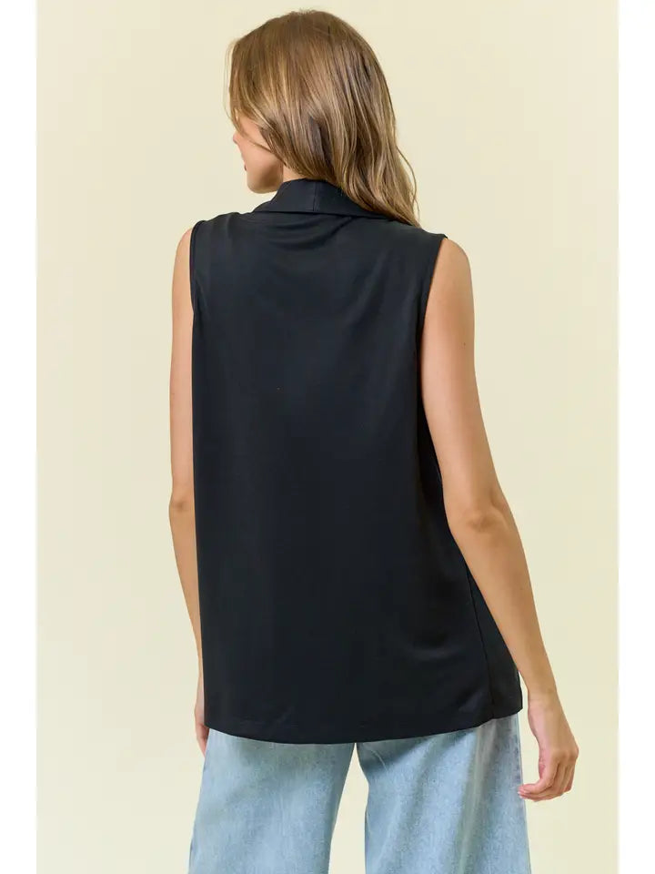 Shawl Neck Open Front Knit Vest Blazer