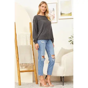 Casual Ribbed Tunic Top