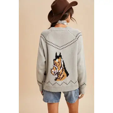 Chunky Knitted Horse Cardigan