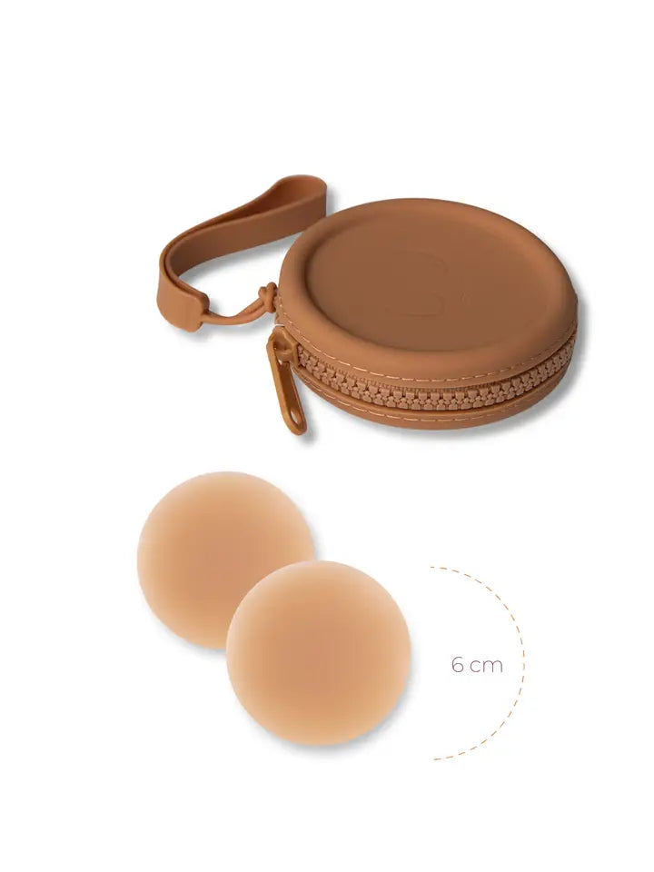 Pasties with Silicone Travel Case - Medium Nude