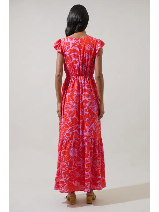 Rania Floral Evianna Flutter Maxi Dress