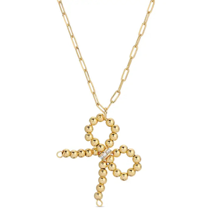 Long Beaded Bow Necklace