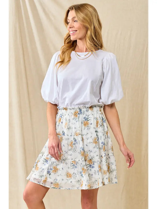 Chiffon Floral Tiered Skirt