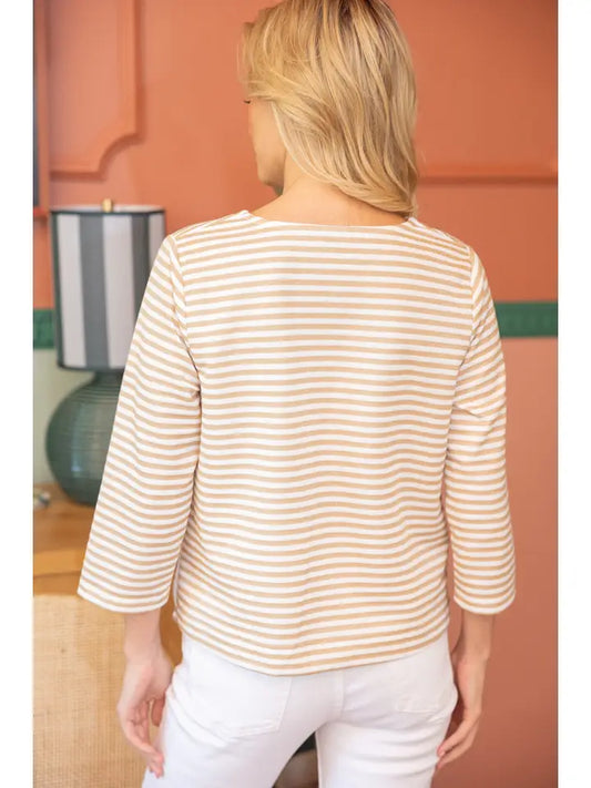 Striped Gromit Lace Up Knit Top