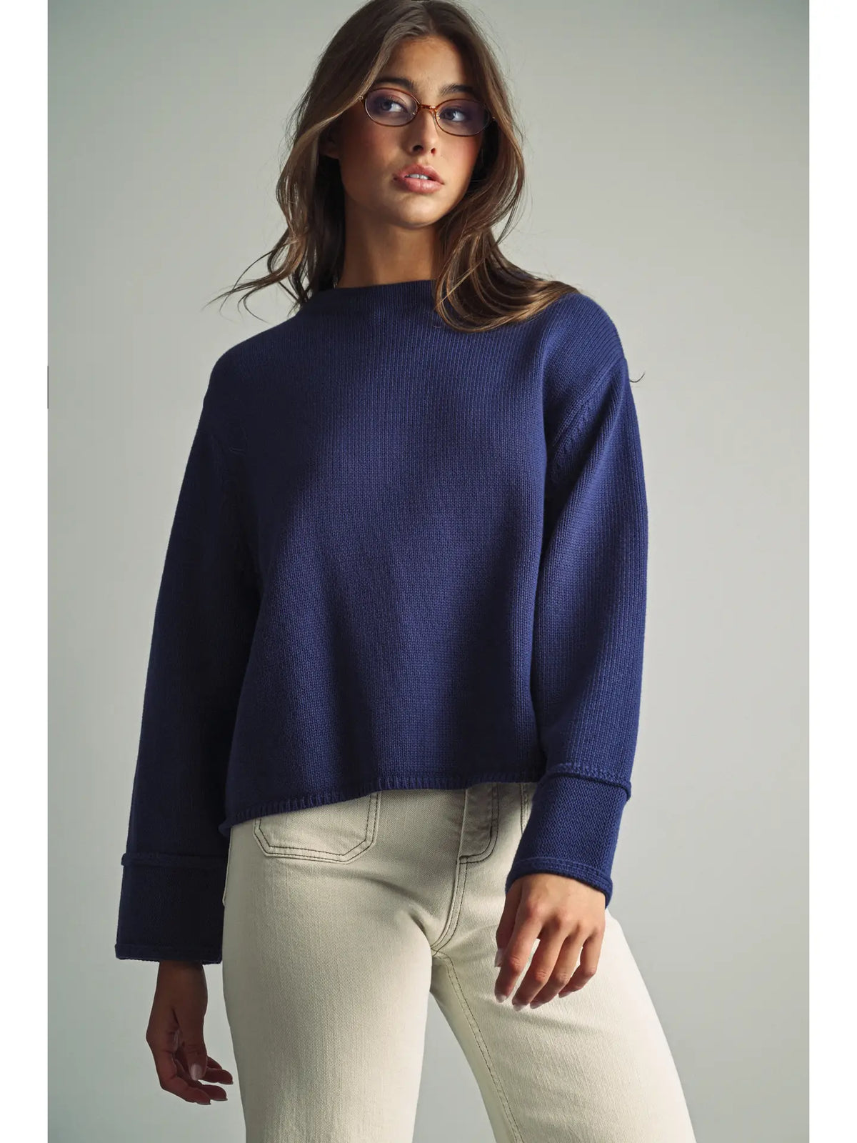 Navy Sweater Top