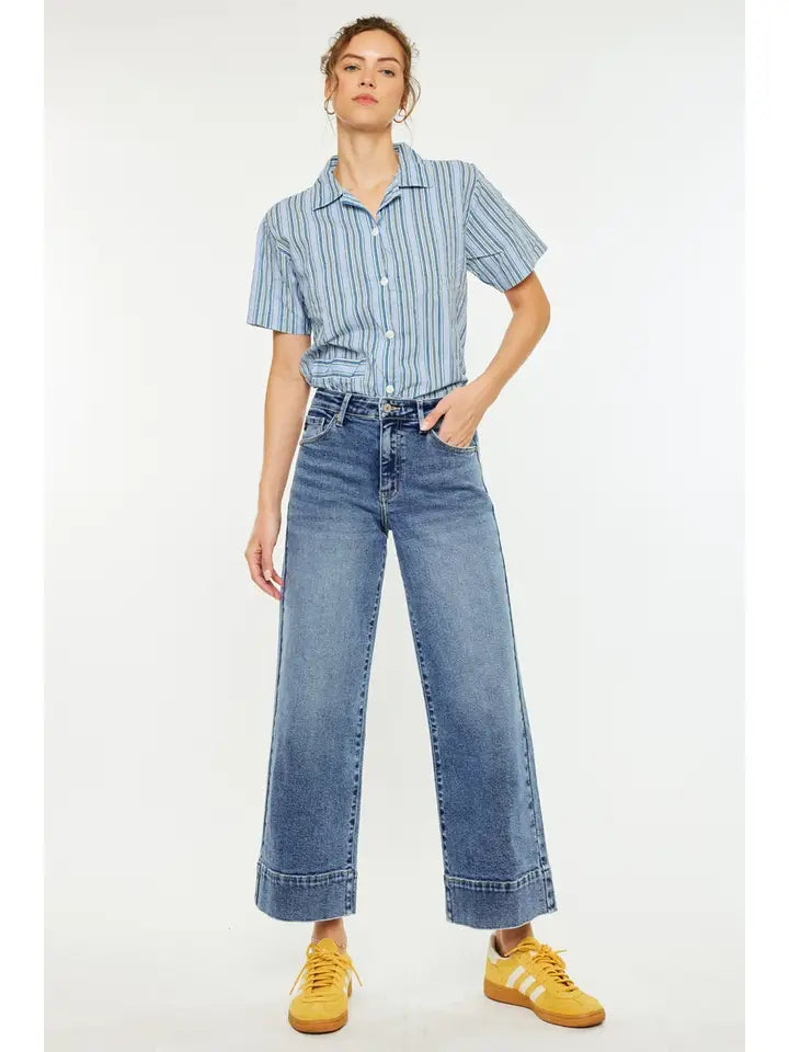 Open Pack High Rise Crop Wide JEANS