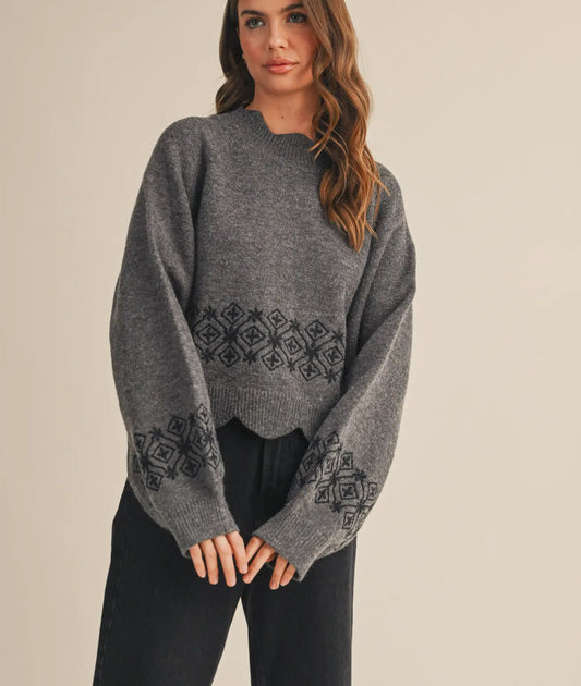 Scalloped hem sweater