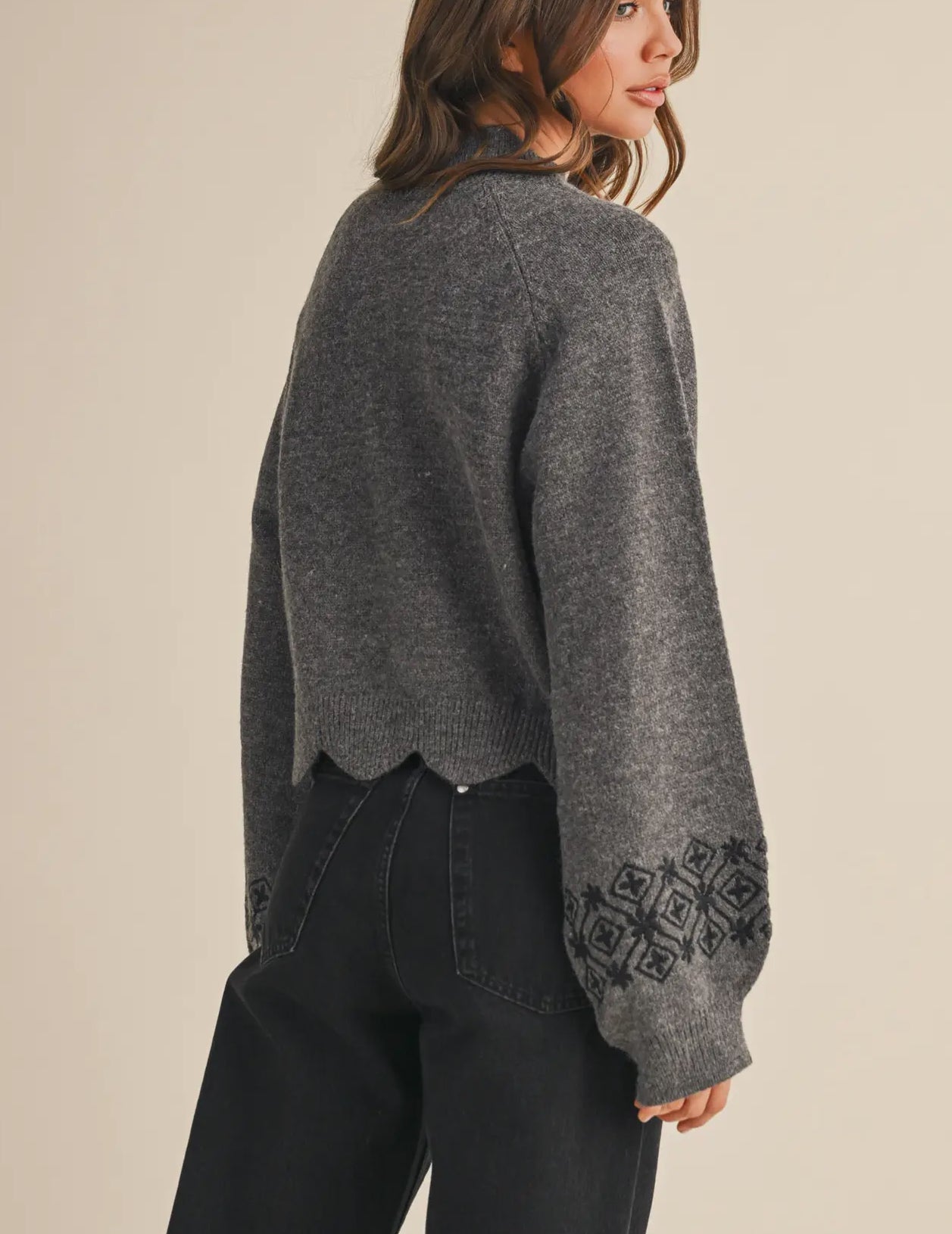 Scalloped hem sweater