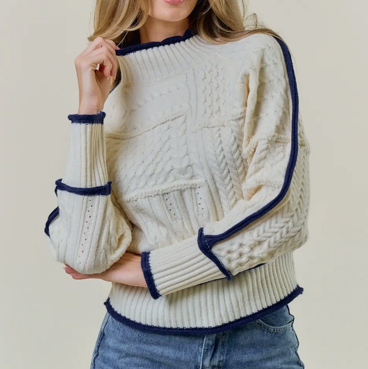 Cream knit turtleneck