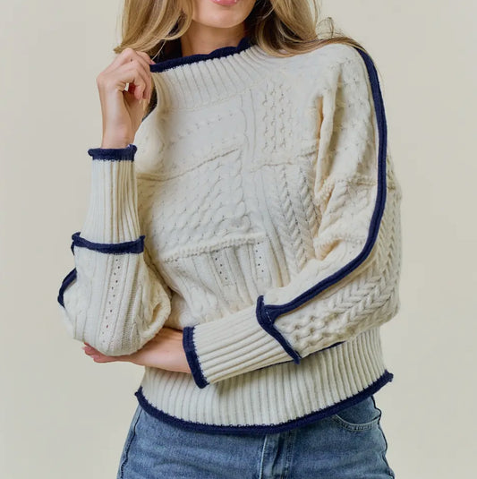 Cream knit turtleneck
