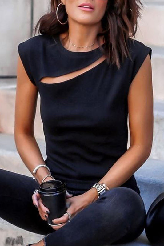 Pre-Order Black Slash Cutout T