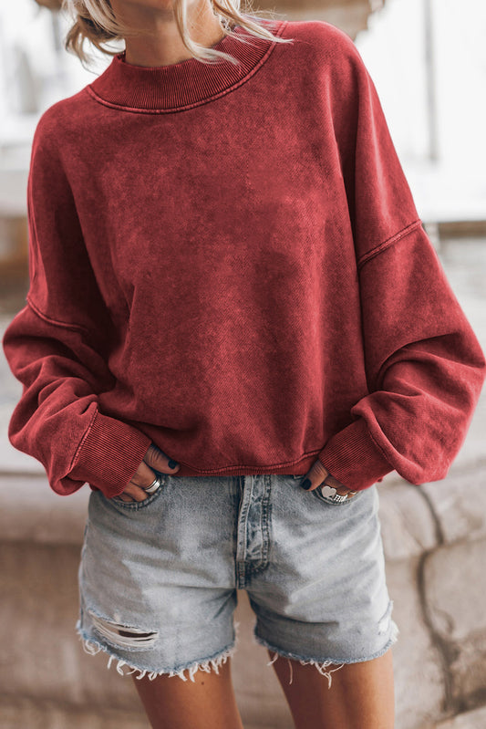 Pre-Order Brown Drop Shoulder Crew Neck Pullover Sweatshirt