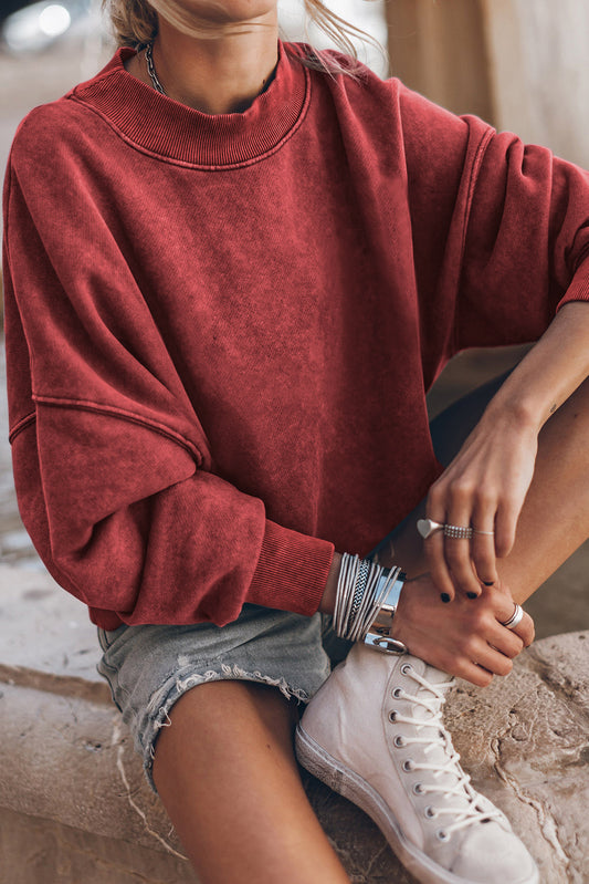 Pre-Order Brown Drop Shoulder Crew Neck Pullover Sweatshirt