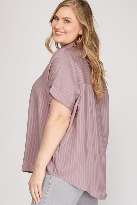 Curvy Drop Shoulder Collared Top