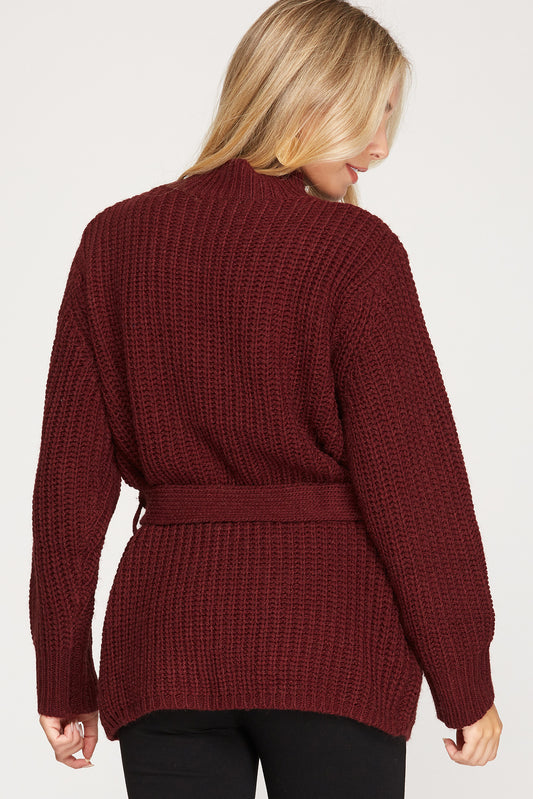 Wine Sweater With Belt!