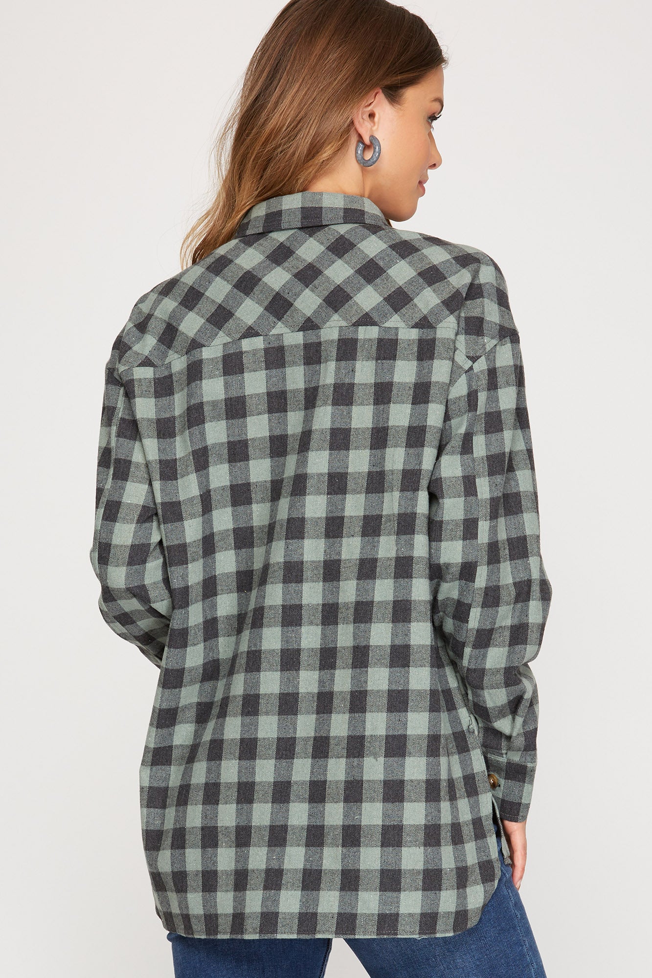 Long Sleeve Gingham Checkered Top