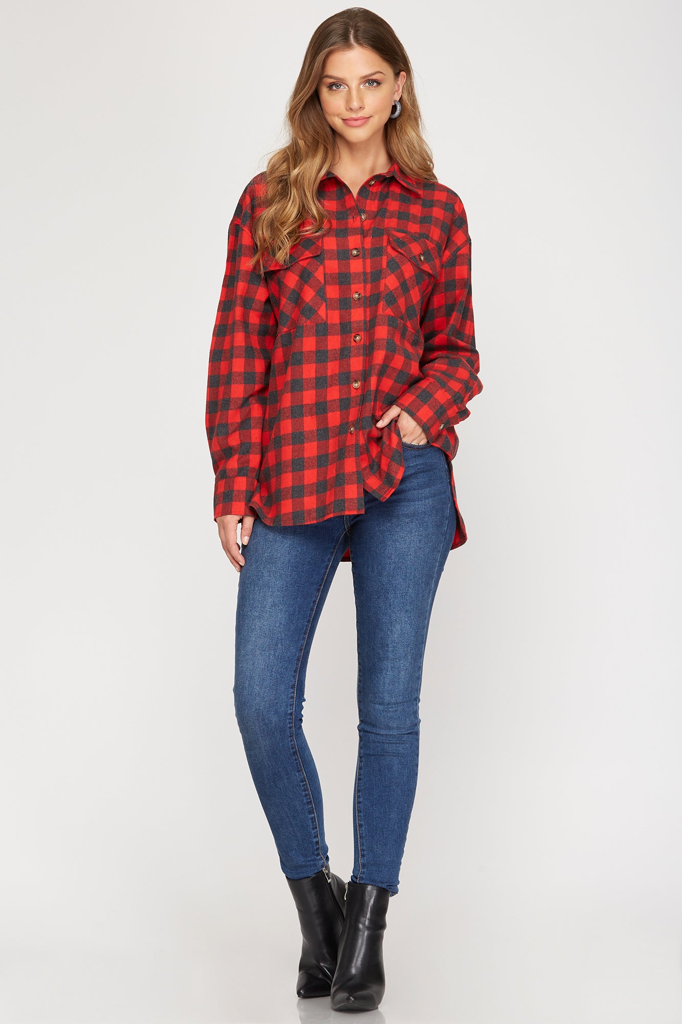 Long Sleeve Gingham Checkered Top