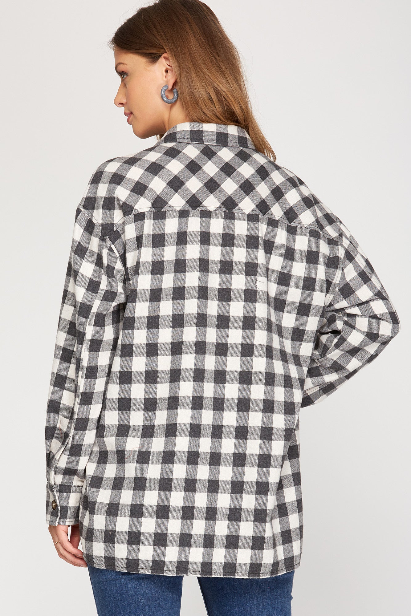 Long Sleeve Gingham Checkered Top