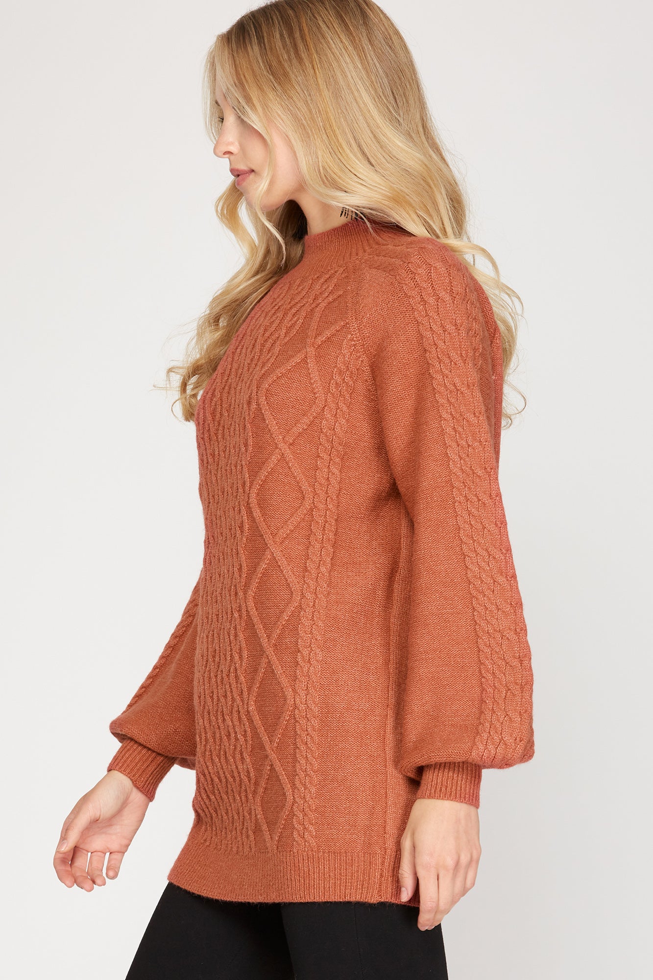 Long Sleeve Balloon Tunic Sweater Top!