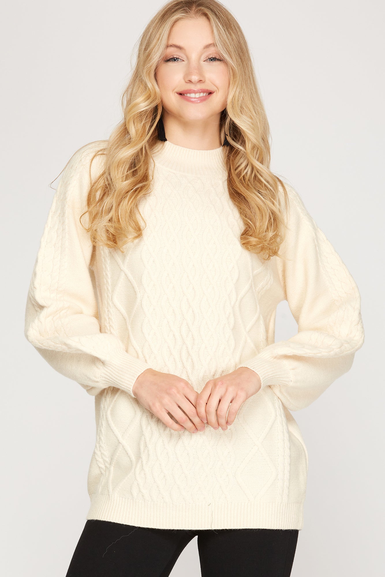 Long Sleeve Balloon Tunic Sweater Top!