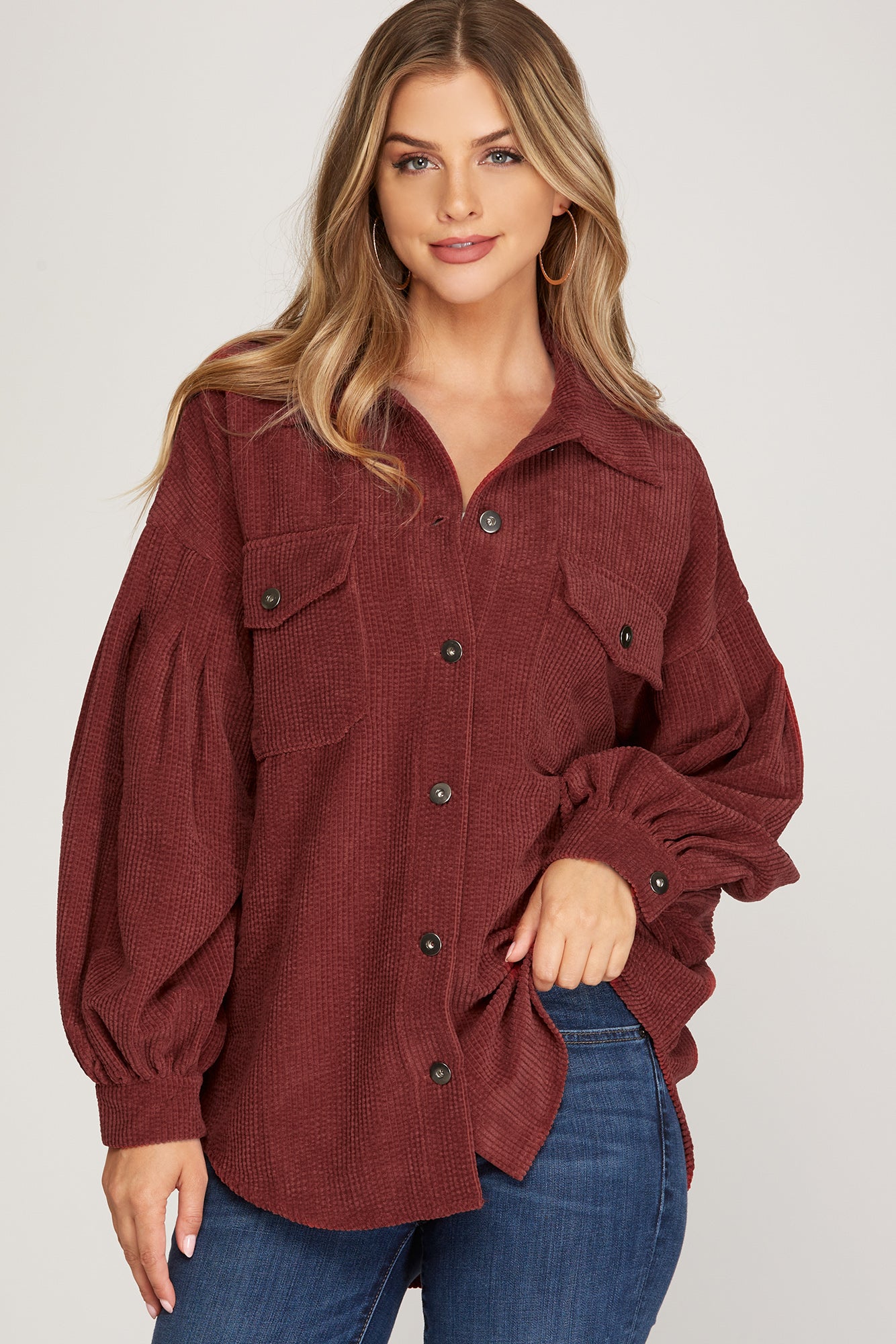 Balloon Sleeve Corduroy Jacket
