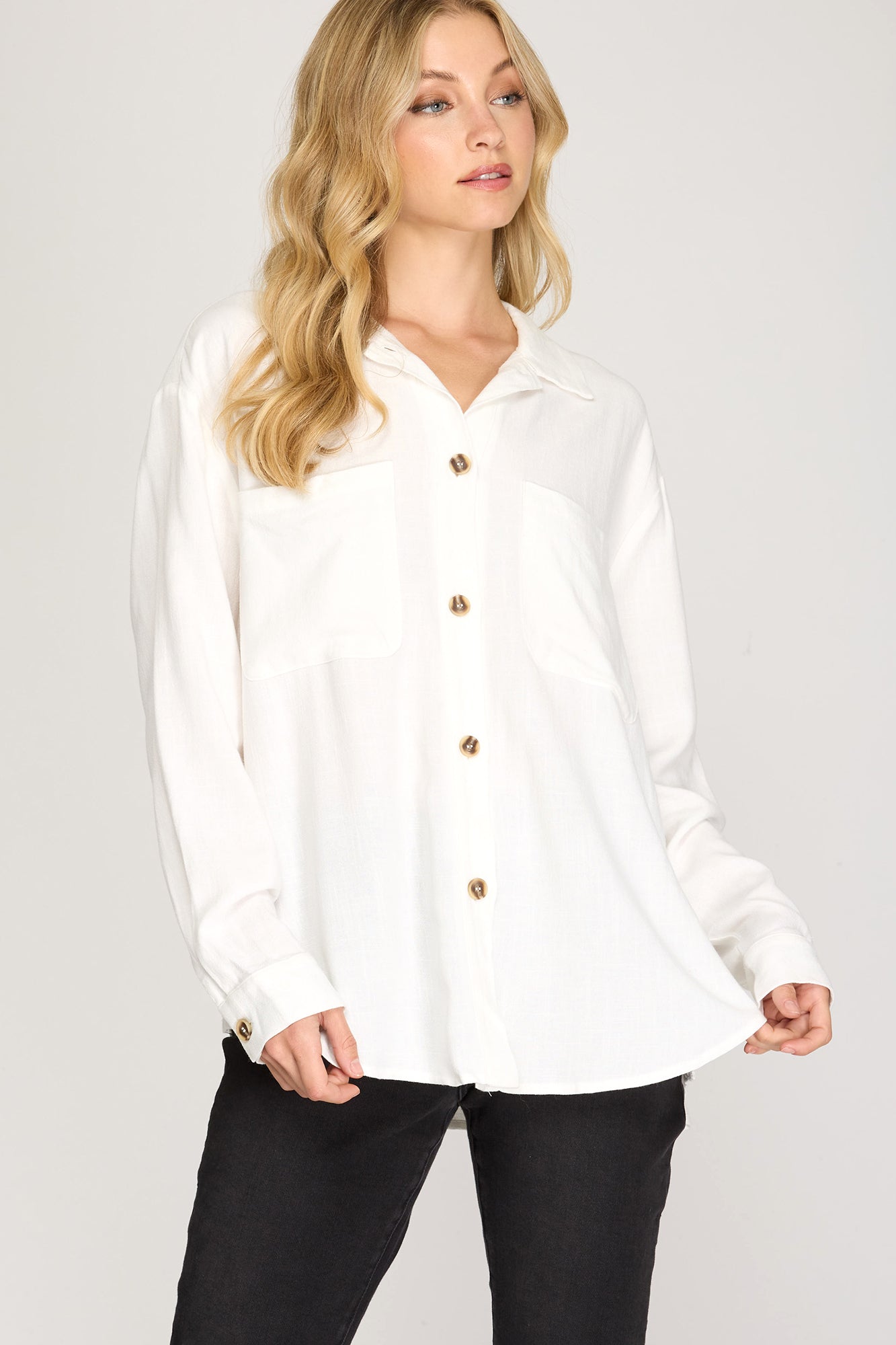 White Button-Down Blouse!