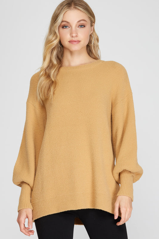 Puff Sleeve Pullover Tunic Sweater