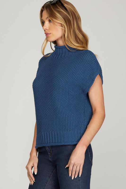 Drop Shoulder Mock Neck Sweater Top!