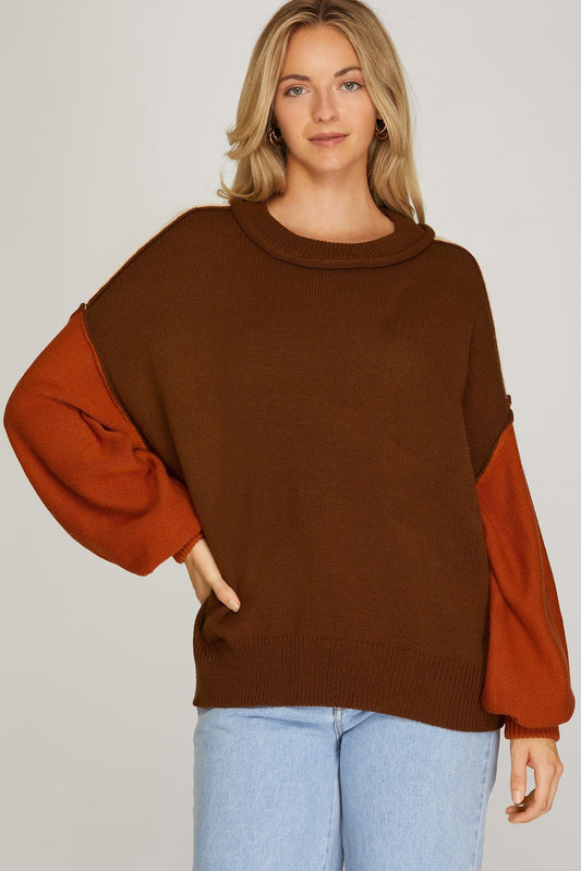 Long Sleeve Color Block Sweater!