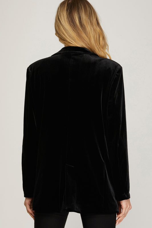Single Button Velvet Blazer