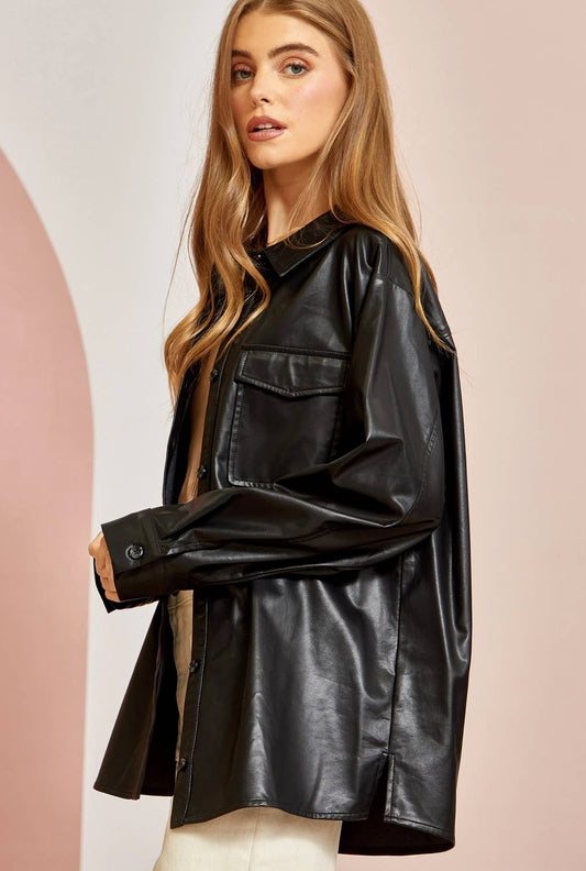 Faux Leather Boyfriend Jacket