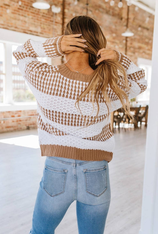 Estella Striped Cable Knit Sweater