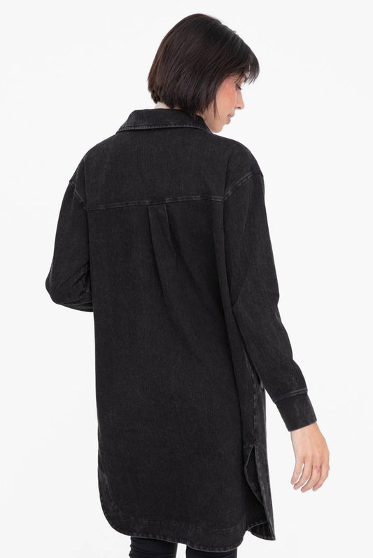 Washed Twill Longline Shacket