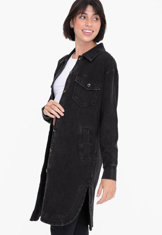 Washed Twill Longline Shacket