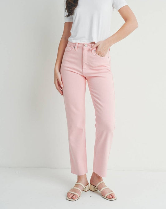 Cut Off Pink Cropped Straight Leg