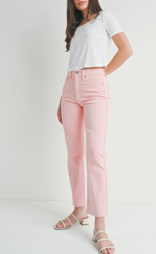 Cut Off Pink Cropped Straight Leg